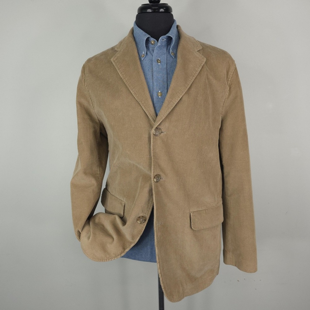 Banana Republic Blazer Mens Large Beige Corduroy Cotton Sport Coat Jacket Casual